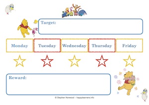 Winnie-the-Pooh Reward Chart 5 Days