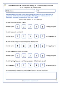 Child Emotional & Social Well-Being In School Parent Questionnaire