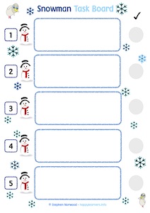 Snowman 5 Step Task Board