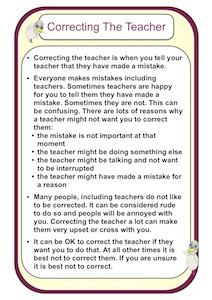 Correcting The Teacher Social Story