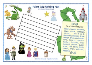 Fairy Tale Writing Mat - Left Handed Vocabulary 2