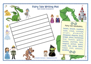 Fairy Tale Writing Mat - Right Handed Vocabulary 2
