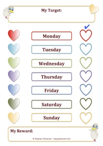 Hearts Reward Chart 7 Days