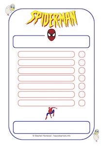 SpidermanSuperman Reward Chart 7 Blanks