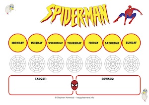 Spiderman Reward Chart 7 Days