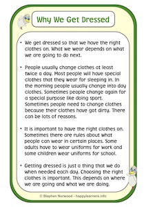 Why We Get Dressed Social Story Example